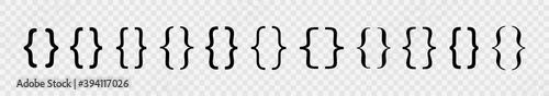 Set of bracket vector collection. Quote symbol. Brackets icon isolated. Elements for typography. Signs on transparent background. Vector illustration.