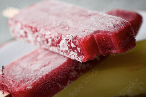 Fruit ice popsicles view
