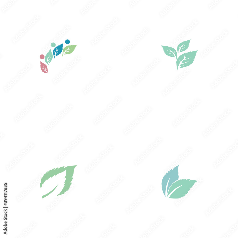 Set Leaf Mint Logo Template vector symbol Set Leaf Mint Logo Template vector symbol