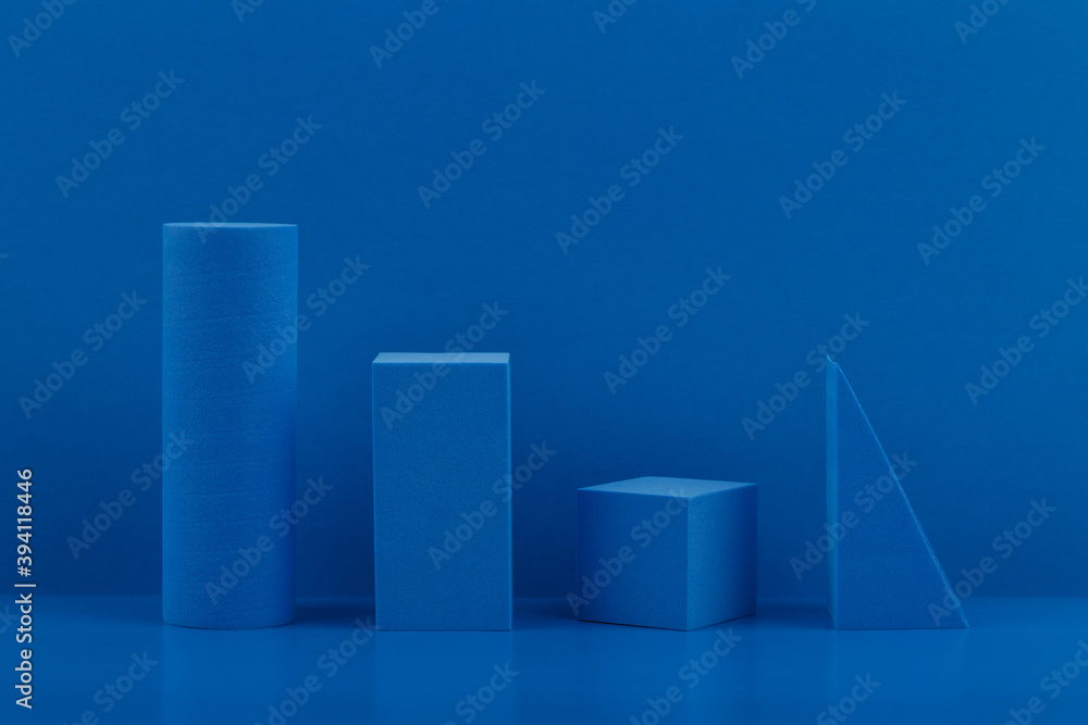 Blue abstract monochromatic background with blue geometrical figures on blue Blue abstract monochromatic background with blue geometrical figures on blue