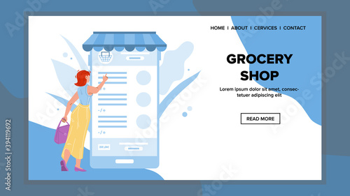 Grocery Shop Mobile Application Use Buyer Vector