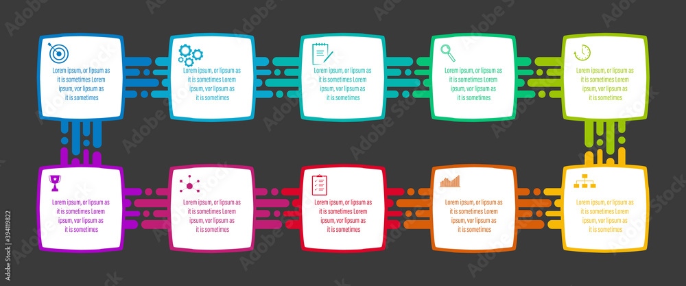 Infographics design vector and business icons with 10 options in neon design for presentation and web site Infographics design vector and business icons with 10 options in neon design for presentation and web site