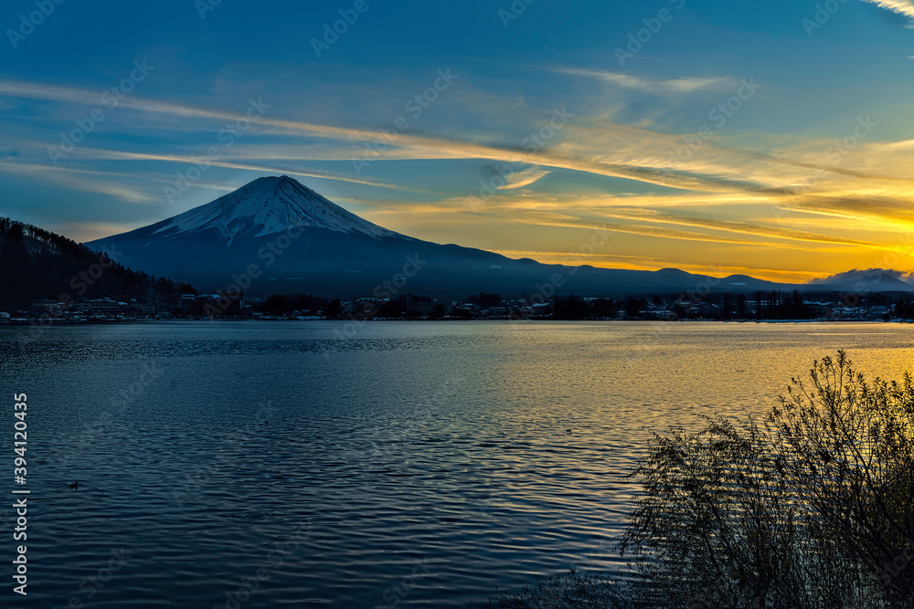 Mount Fuji from Kawakuchiko, Japan, peaceful