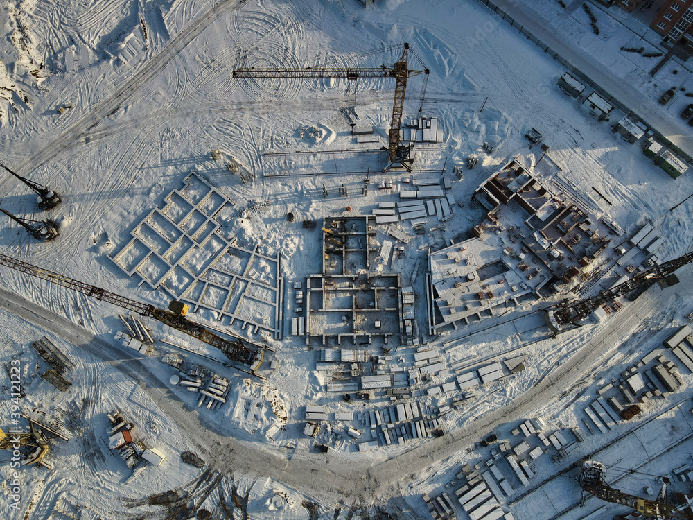 Winter construction of new houses