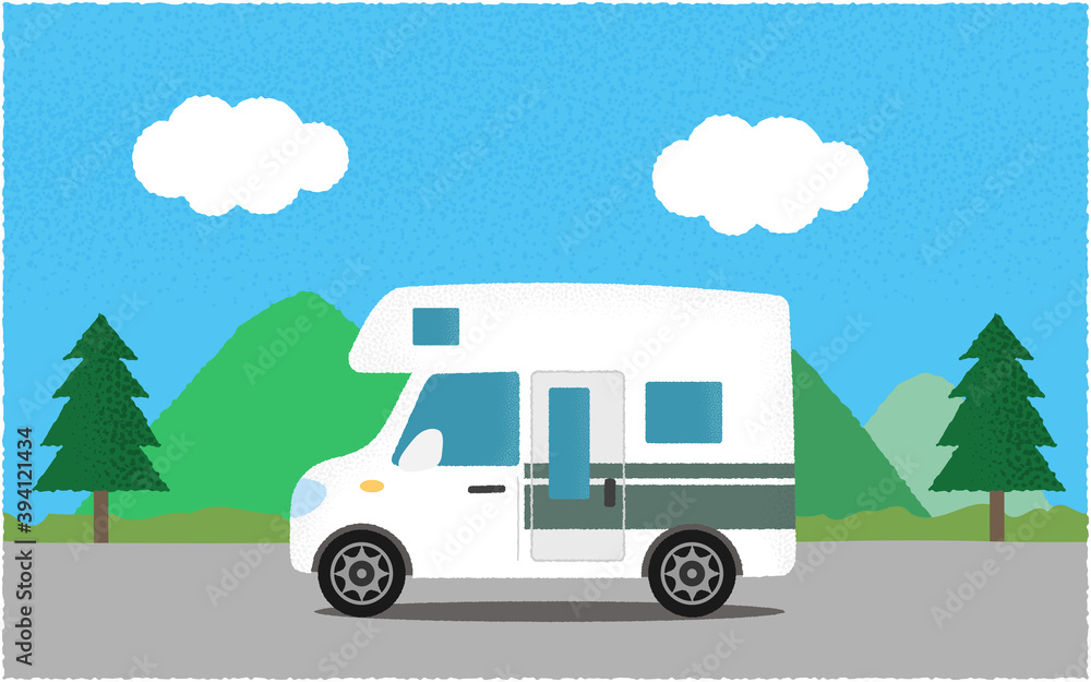 山沿いの道を進む白いキャンピングカーのベクターイラスト Stock Vector Adobe Stock 山沿いの道を進む白いキャンピングカーのベクターイラスト Stock Vector Adobe Stock