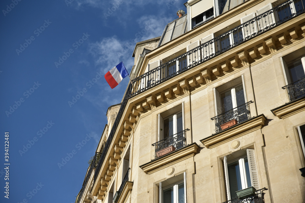 Drapeau français à Paris, France