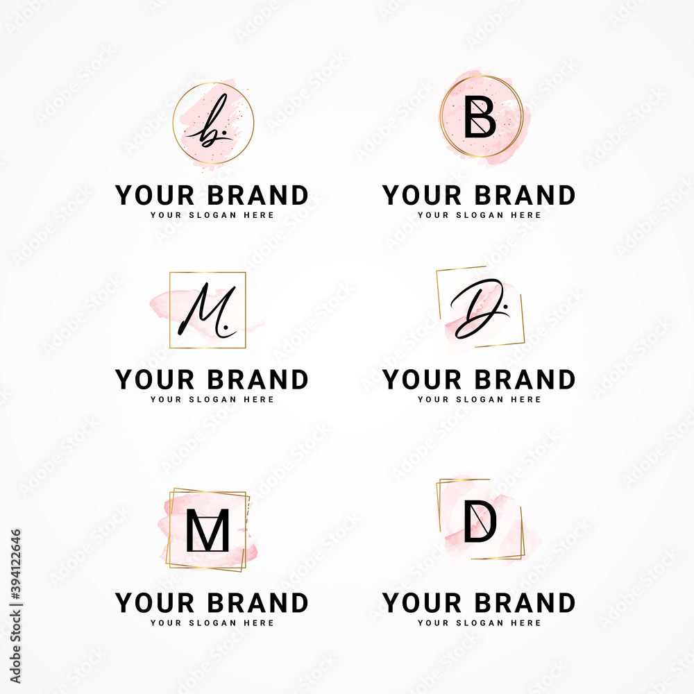 Fototapeta premium Watercolor Logo Design Template Vector. Elegant Logo Design