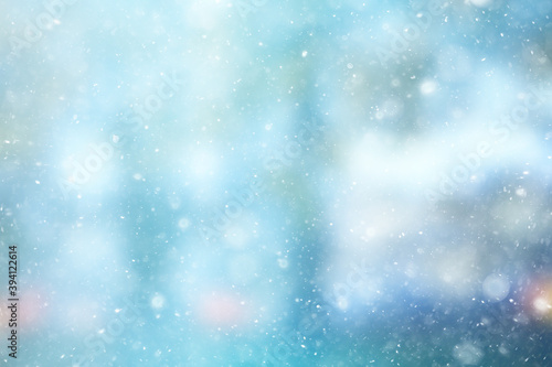 abstract blue background snow snowflakes, new year, glow design © kichigin19
