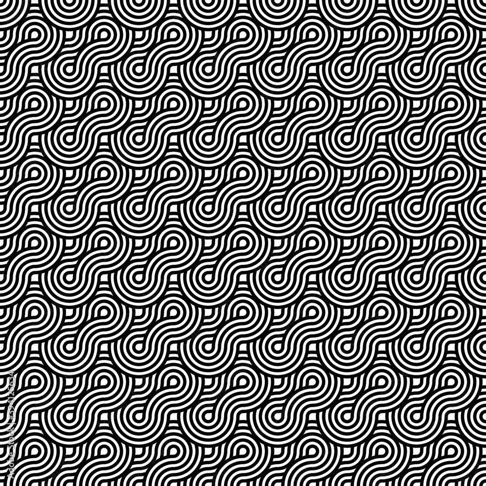 Fototapeta premium Black and white circle pattern for background. Geometric shapes.