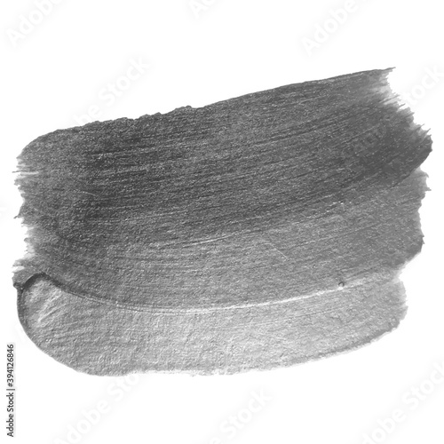 Vector silver metallic paint smear stroke. Make up swatches. Acrylic color texture