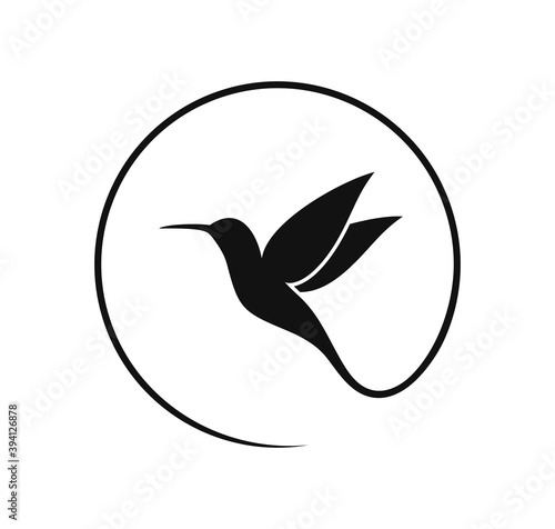Canvastavla Hummingbird logo. Isolated hummingbird on white background