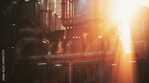 Oil Industry Refinery factory at Sunset