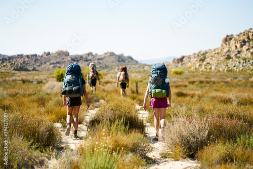 Hikers on a mountain trail