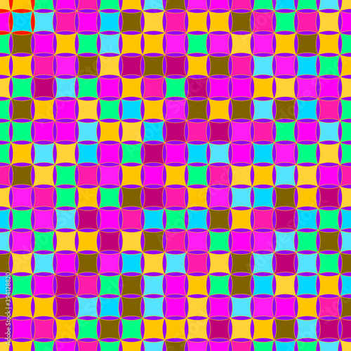 Seamless, Vector Abstract Image from A Mosaic of Randomly Arranged Squares in Yellow-Pink Color. Application in Design Possible
