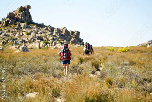 Hikers on a mountain trail