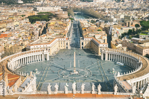 Elevated view of Saint Peter's Square in Rome