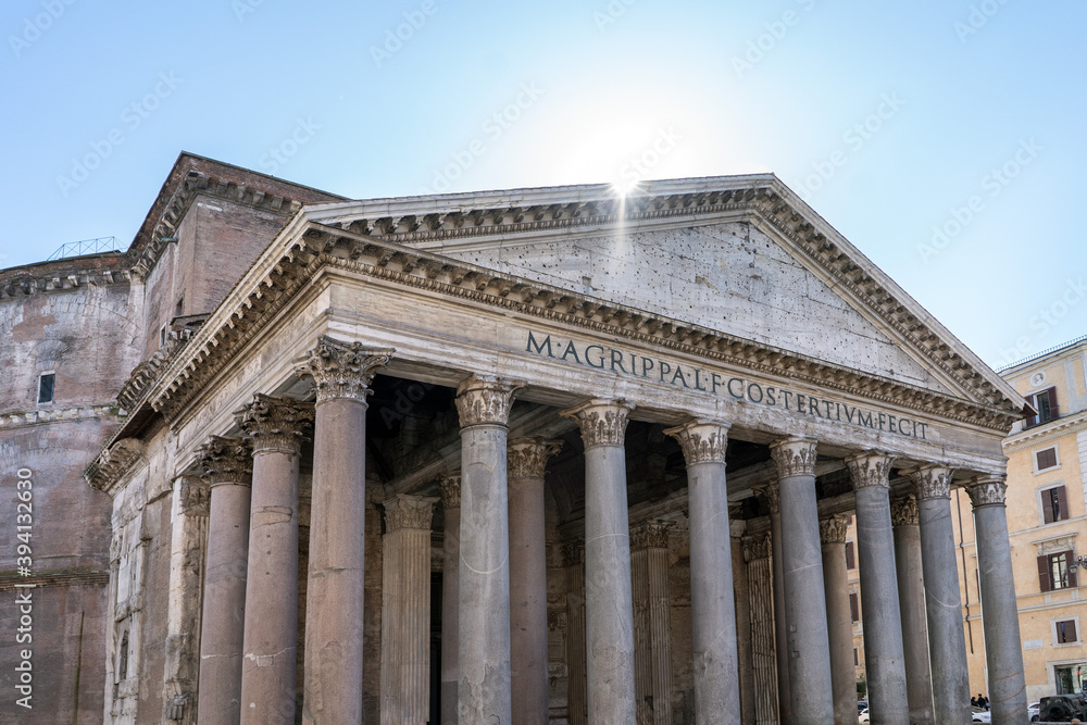 Rome, Pantheon Landmark hit by sunbeam on a sunny winter day. Rome, Pantheon Landmark hit by sunbeam on a sunny winter day.