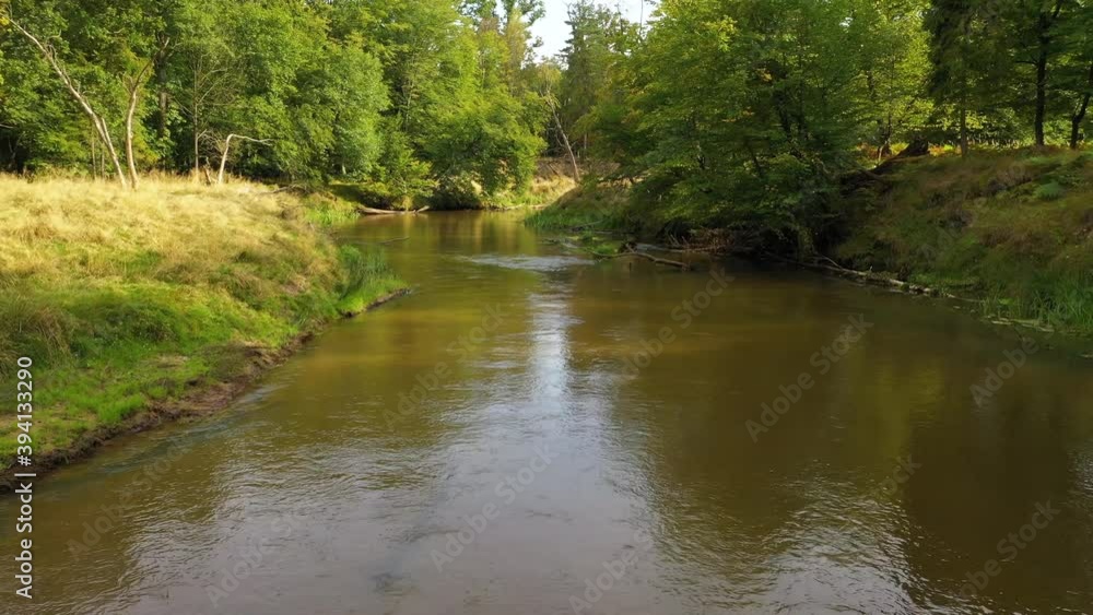 Drone aerial shot of natural river Drone aerial shot of natural river