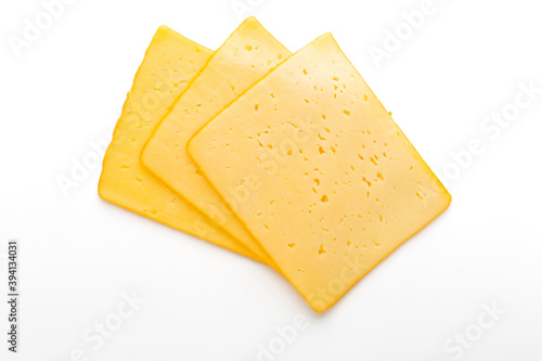 Fotografia Cheese slice isolated on the white background.
