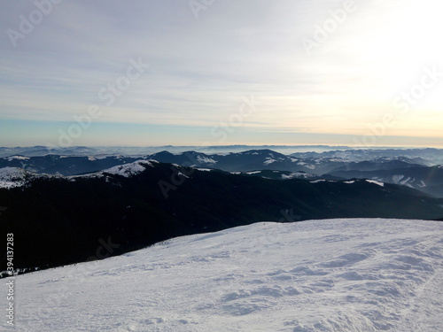 Landscape with snowy mountains