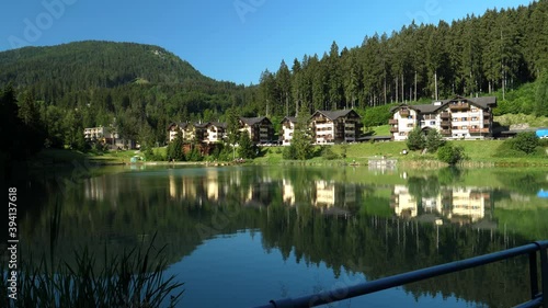 View of the Hrabovo reservoir in the town of Ruzomberok in Slovakia photo