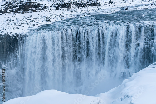 Dettifoss waterfall in winter season