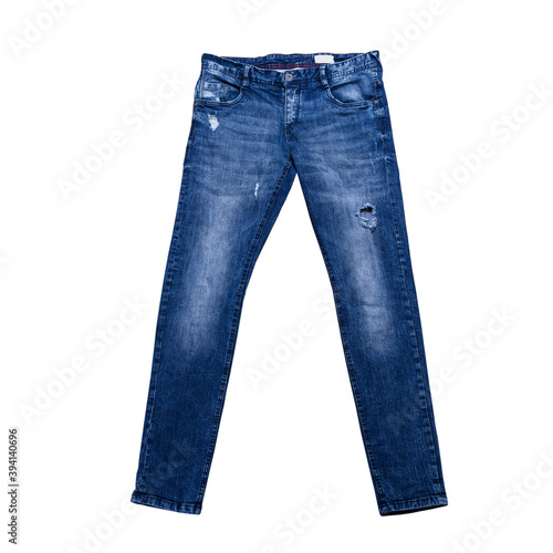 Denim pants isolated on white background. Jeans isolated on white, denim pants isolated, folded blue jeans isolated on white, summer clothes, cloth element mockup