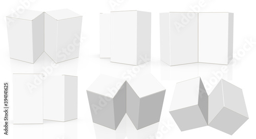 3D rendering - High resolution image white double basic box template isolated on white background, high quality details of cardboard