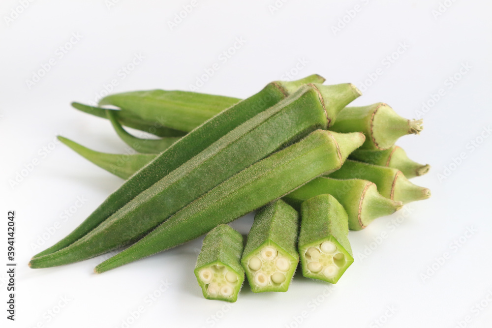 Fresh vegetable okra on white background. Fresh vegetable okra on white background.