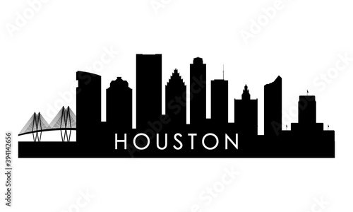 Houston skyline silhouette. Black Houston city design isolated on white background.