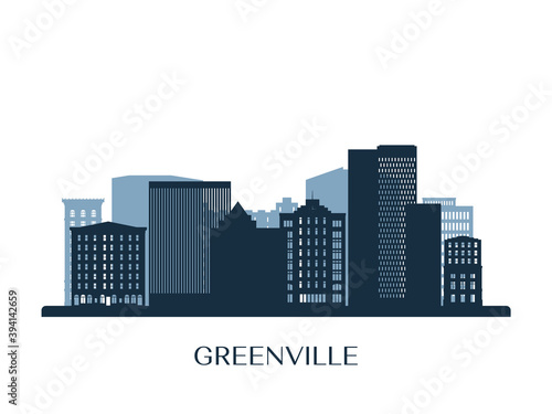 Greenville skyline  monochrome silhouette. Vector illustration.