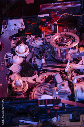  inside a VCR with blue and red illumination