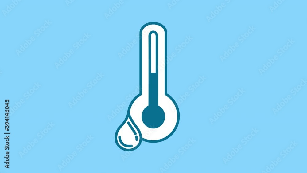 Thermometer and Rain line icon on the Alpha Channel Thermometer and Rain line icon on the Alpha Channel