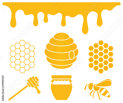 Honey icon. Bee. Vector illustration.