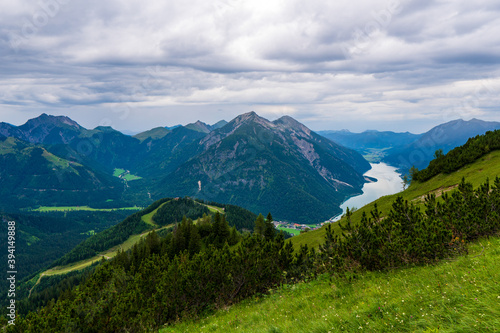 Beautiful alpine far view of the Achensee at the famous Rofan summit, Maurach, Achensee, Pertisau, Tyrol, Austria © Martin