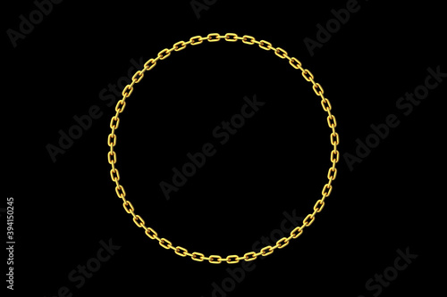 背景素材用の金色のチェーン状の輪の3Dイラスト