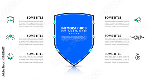 Infographic design template with security shield. Creative concept with 6 steps