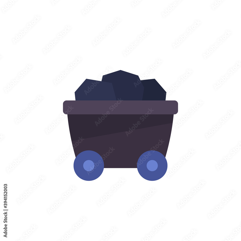 coal minecart, mine wagon vector icon coal minecart, mine wagon vector icon