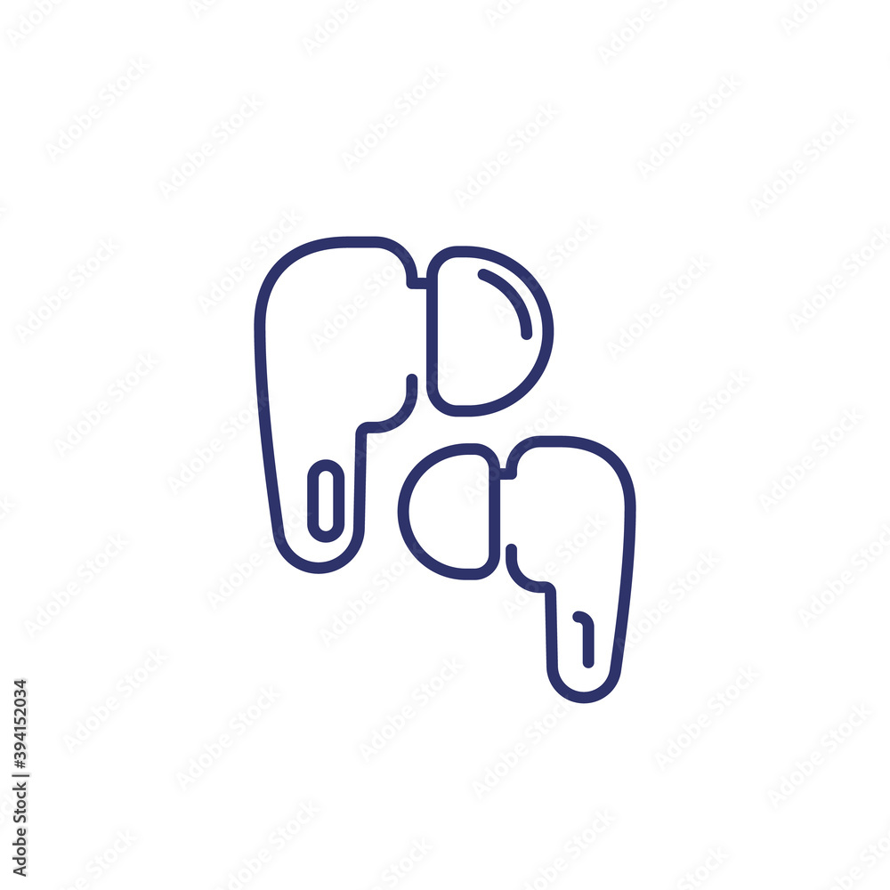 Ear buds, wireless headphones line icon, vector Ear buds, wireless headphones line icon, vector