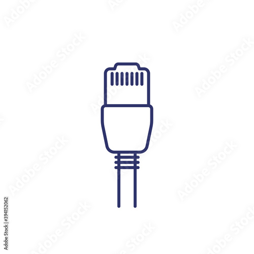 ethernet cable with a plug, line icon
