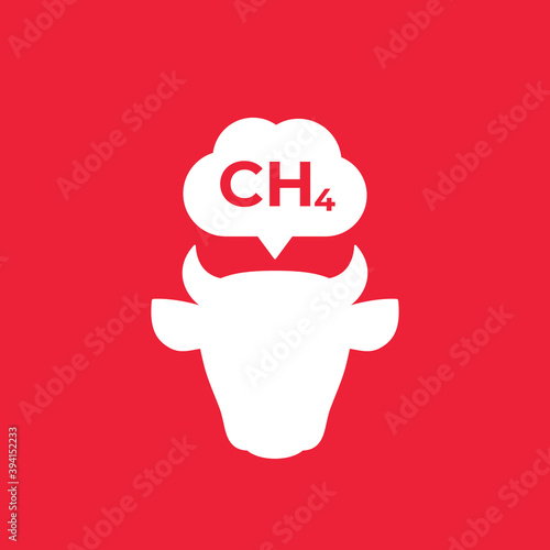 methane emissions from cattle, icon with a cow