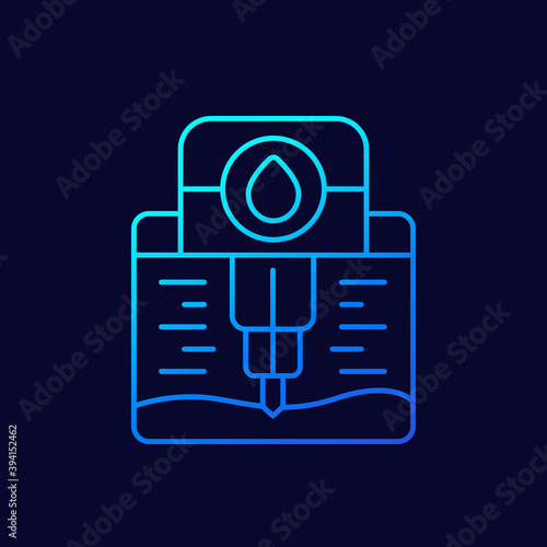 water borehole, well drilling line icon, vector