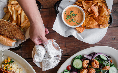 Tabletop Shot of Cajun Food photo