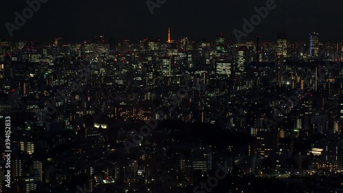 Wallpaper Mural TOKYO, JAPAN : Aerial high angle sunrise CITYSCAPE of TOKYO. View of office buildings around Shinjuku and Minato ward. Japanese urban metropolis concept. Time lapse zoom out shot night to morning. Torontodigital.ca