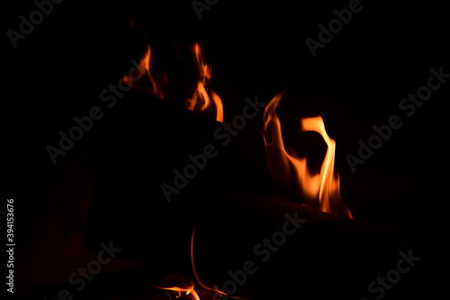 burning wood burning in the fireplace © Андрей Апанасенко