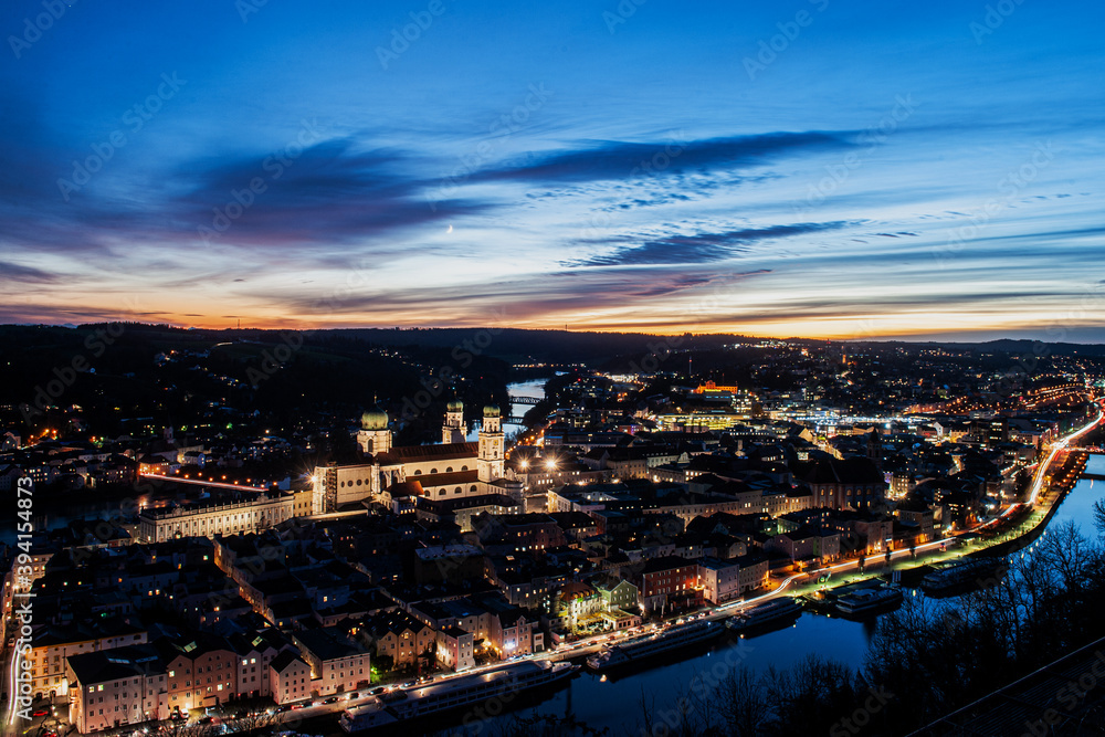Dreiflüssestadt Passau - Abendliche Stimnung an Donau, Ilz und Inn