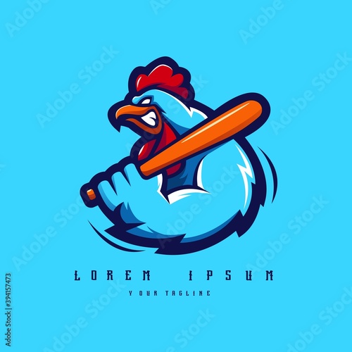 Chicken mascot logo design template