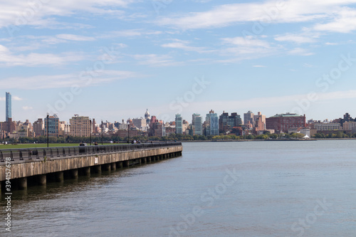 Hoboken New Jersey Riverfront Park along the Hudson River with a New York City Skyline View