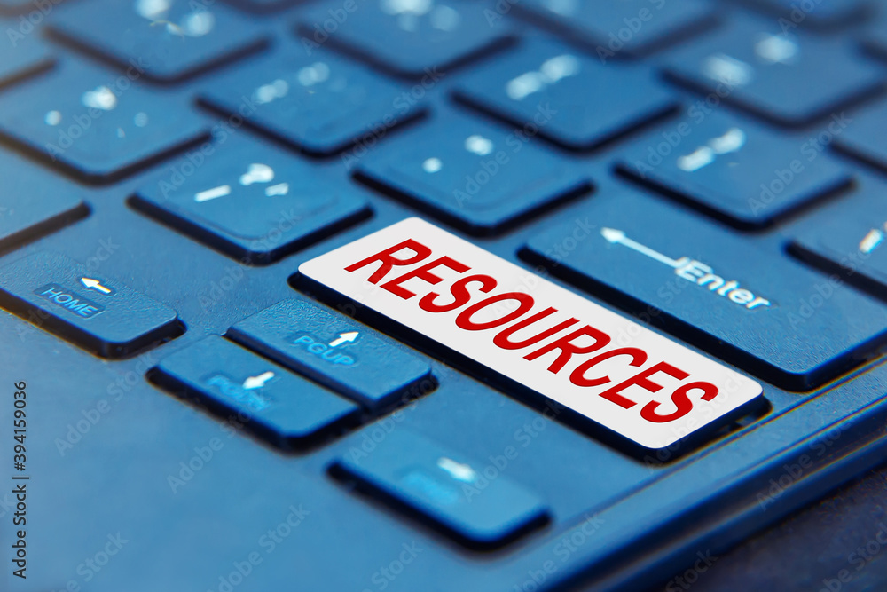 Laptop computer keyboard with RESOURCES Button. Laptop computer keyboard with RESOURCES Button.