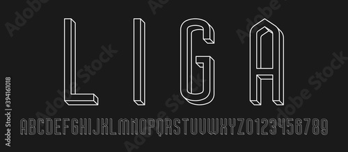 Set of alphabets font letters and numbers modern with 3D concept vector illustration